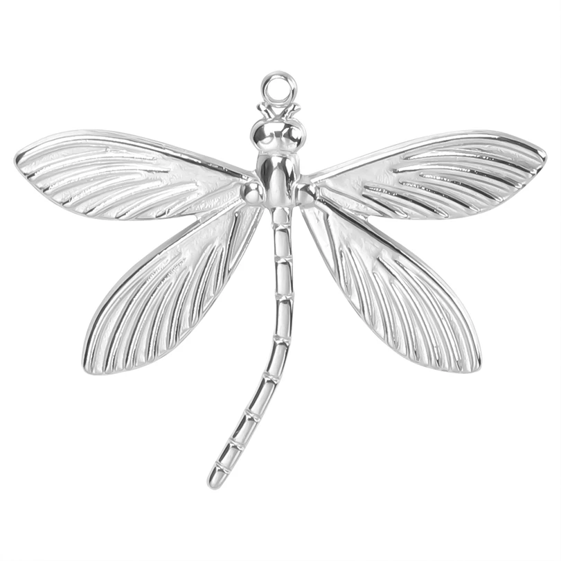 5PCS Silver Color Insect Charm Butterfly Bee Cicada DIY Earrings Pendants Stainless Steel Jewelry Making Necklace for Women Gift