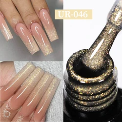 UR SUGAR-Verhéritage à Ongles Gel Pailmétrage pour Manucure, Soak Off UV LED Semi-Continu, Verhéritage Nail Art, Paillettes Or et Argent, 7.5ml