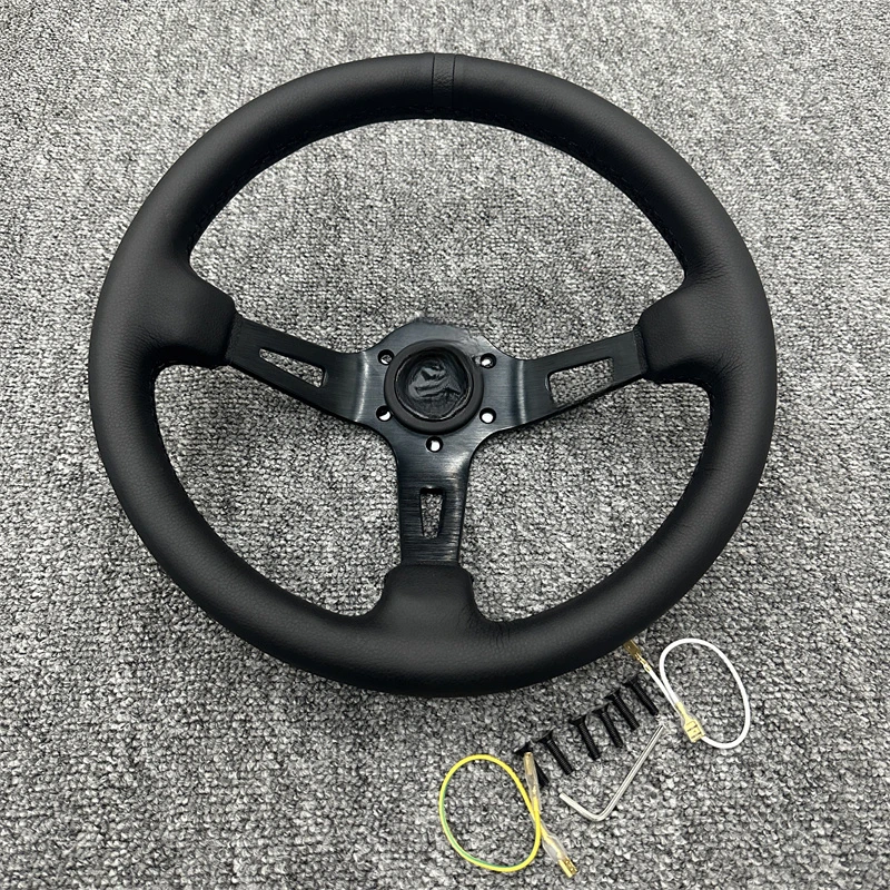 13 Inch Leather Racing Steering Wheel Universal Auto Interior Modification Part