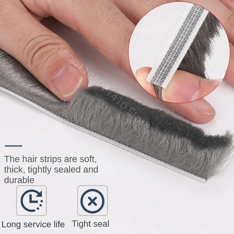 10M Brush Strip Self Adhesive Door Window Sealing Strip Home Door Window Sound Insulation Seal Film Door Window Weather Strip