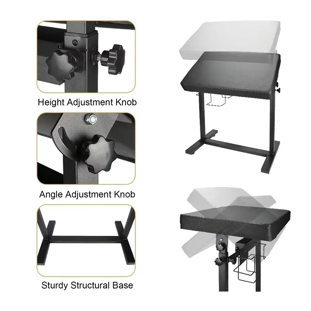 حامل مسند ذراع الوشم، مسند ذراع كبير الحجم، مسند ذراع قابل للتعديل، مسند للساق مع حامل ثلاثي القوائم للوشم، وسادة إسفنجية للذراع