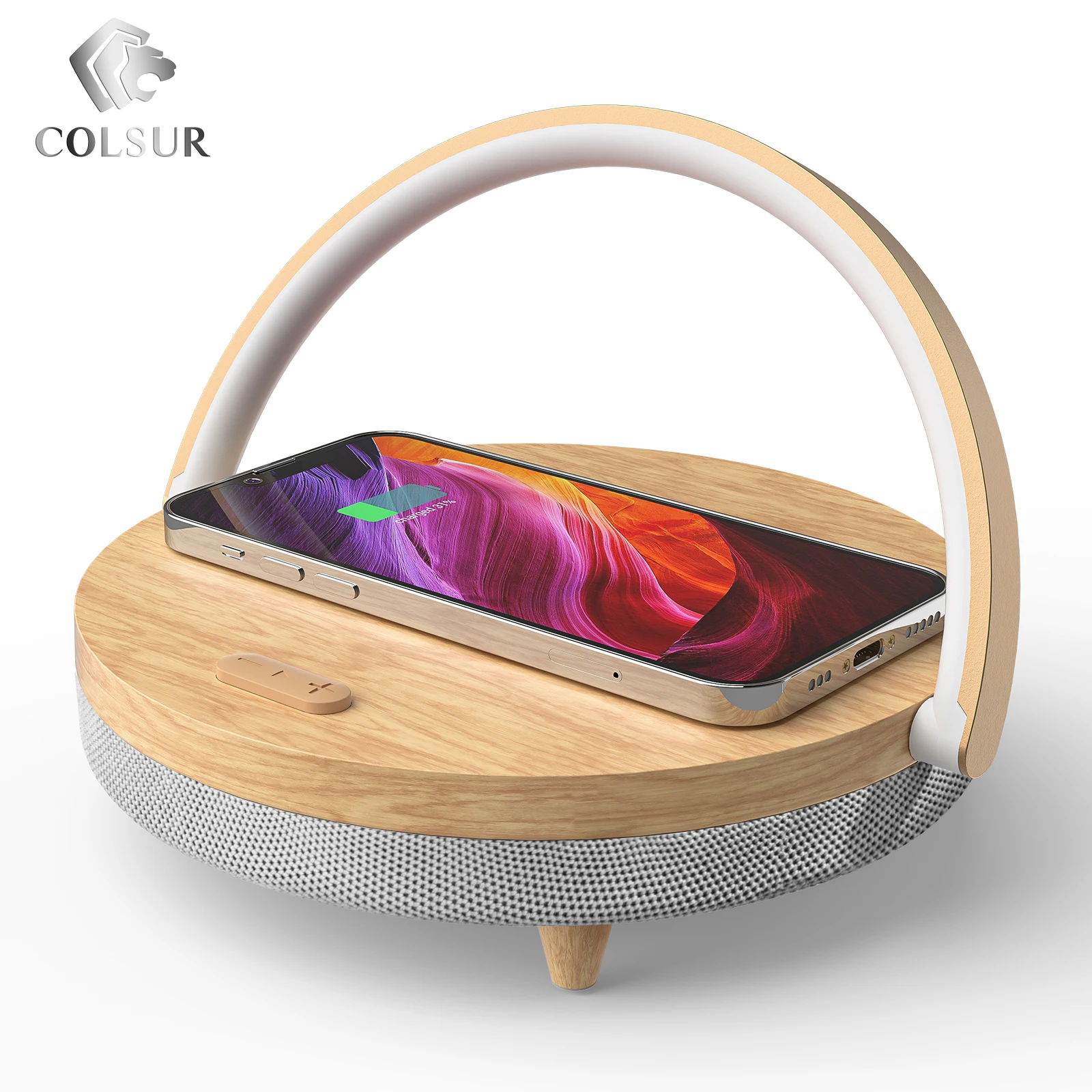 

S21 Pro Wireless Chargers 15W Bluetooth Speaker Wood LED Lamp High Power Fast Charging for iPhone 14 Easy Touch Wireless Charge