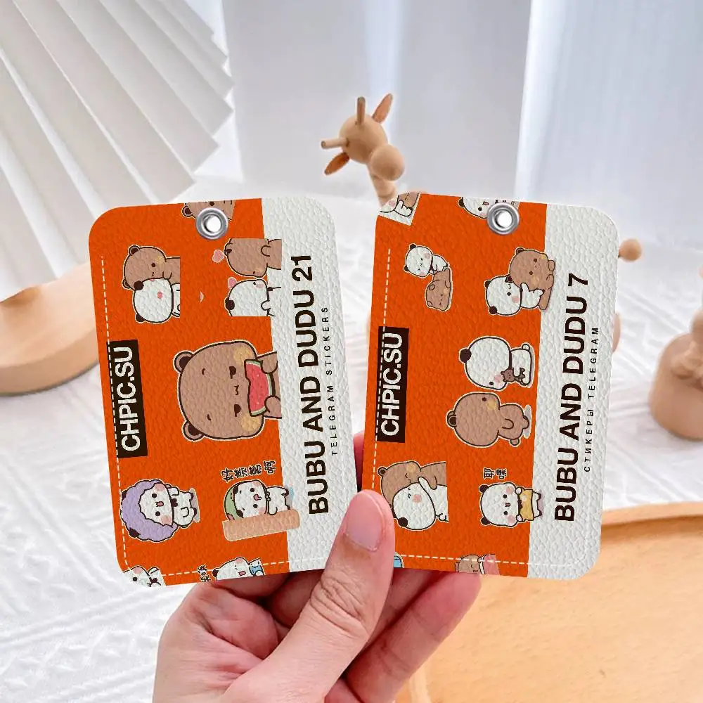 DUDU و BUBU 1 قطعة بولي Leather حامل بطاقة جلدية المفاتيح حلقة رئيسية قفل الباب الوصول العلامات بطاقة الهوية حافظة المفاتيح بطاقة #2