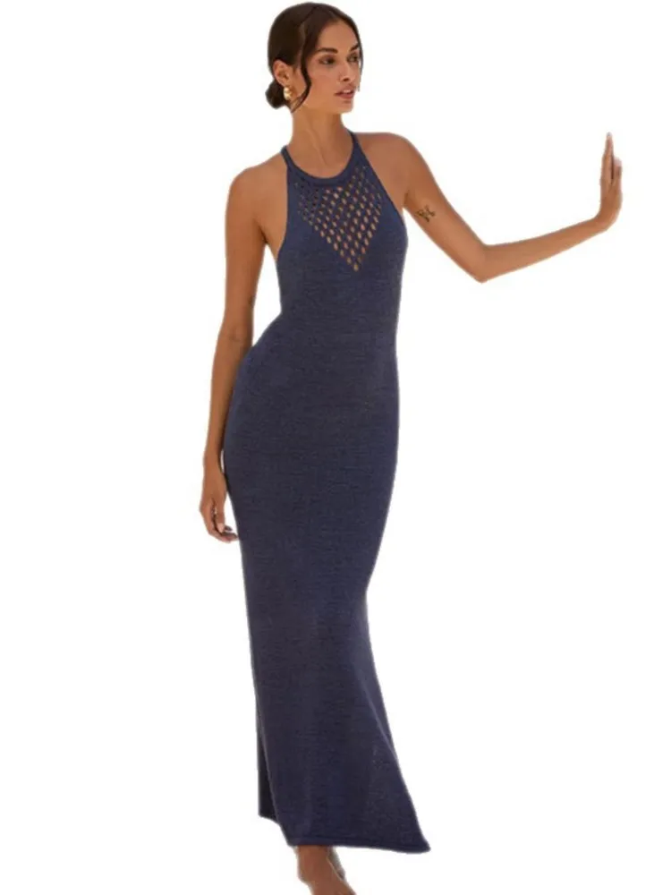 Summer Cover Ups Women Swimsuit Sleeveless Robes Bathing Suit 2025 New Purple Beach Holiday Maxi Dresses Cover-Up