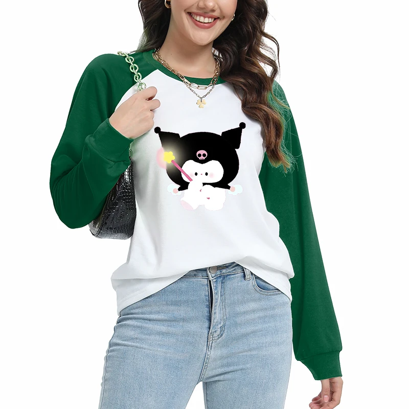 Kuromi Sleep Tops Hoodie Pullovers Start Of School Season Sweatshirts Ladies Hoodies Clothes Long Sleeves Top Lounge Clothing