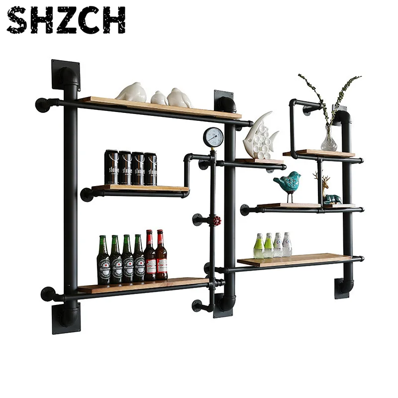 Industrial Kitchen Iron Pipe Shelves Storage Holders Living Room Wal/l Mounted Display