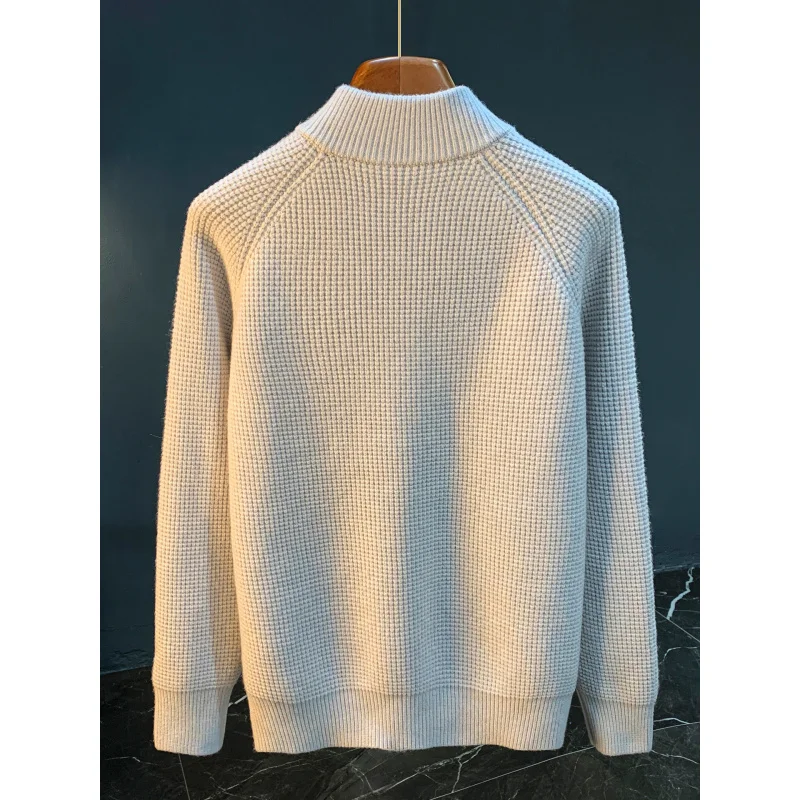 

Autumn and Winter Men's Sweater 2025 New Half Cardigan Large Round Neck Casual Versatile Warm Knitted Sweater