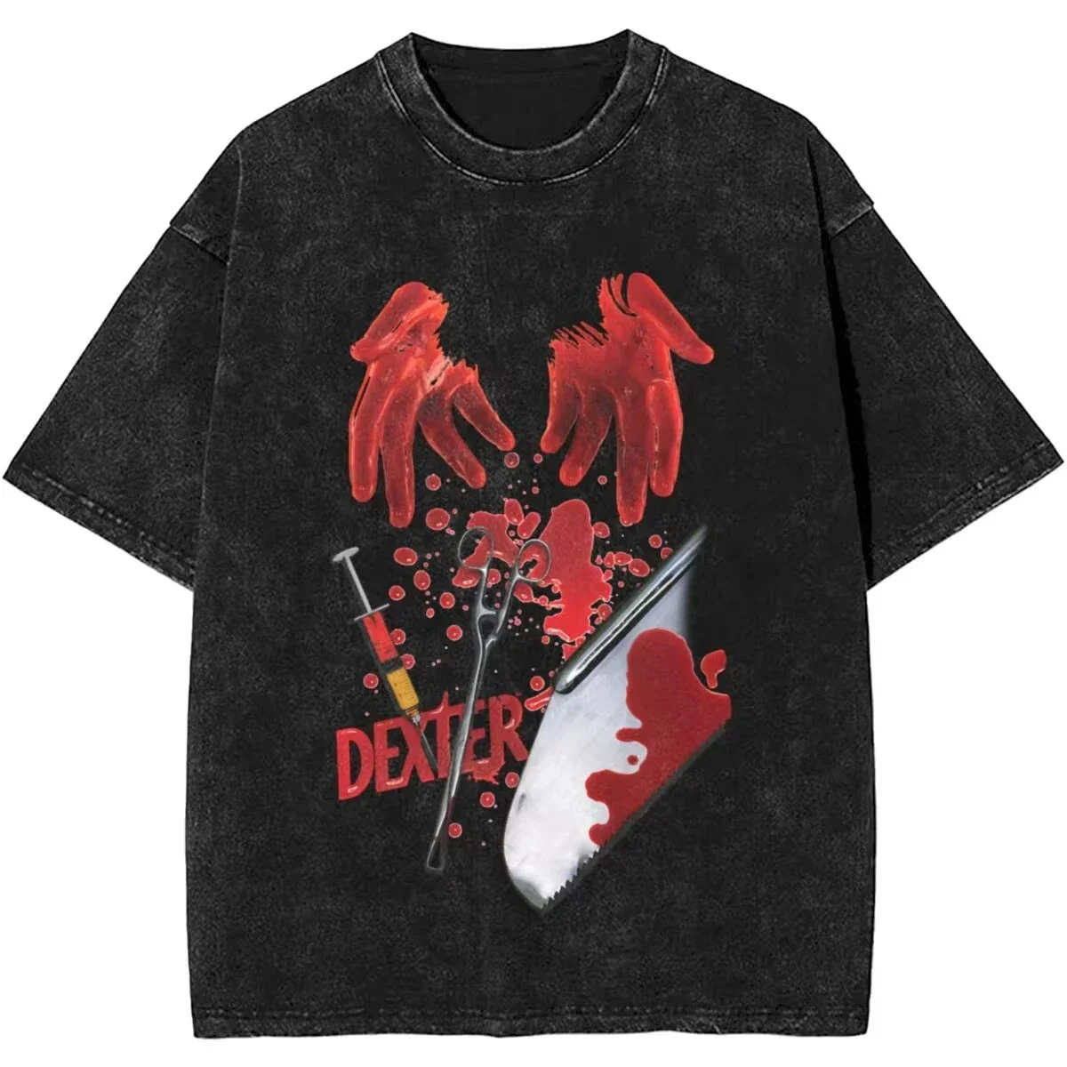 Nuovo Dexter Morgan Edition Dito medio Retro Trendy Vintage Lavato T-shirt Estate Y2K Top in cotone Uomo Donna Tees Manica corta