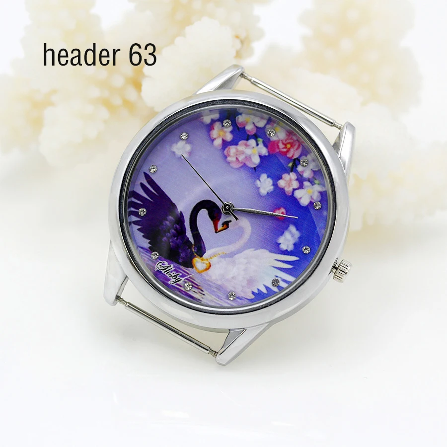 Shsby Diy Personality Watch Header New Style Sliver Flower,Panda, Rabbit, Peacock, Phoenix Head Watch Accessories 61~70