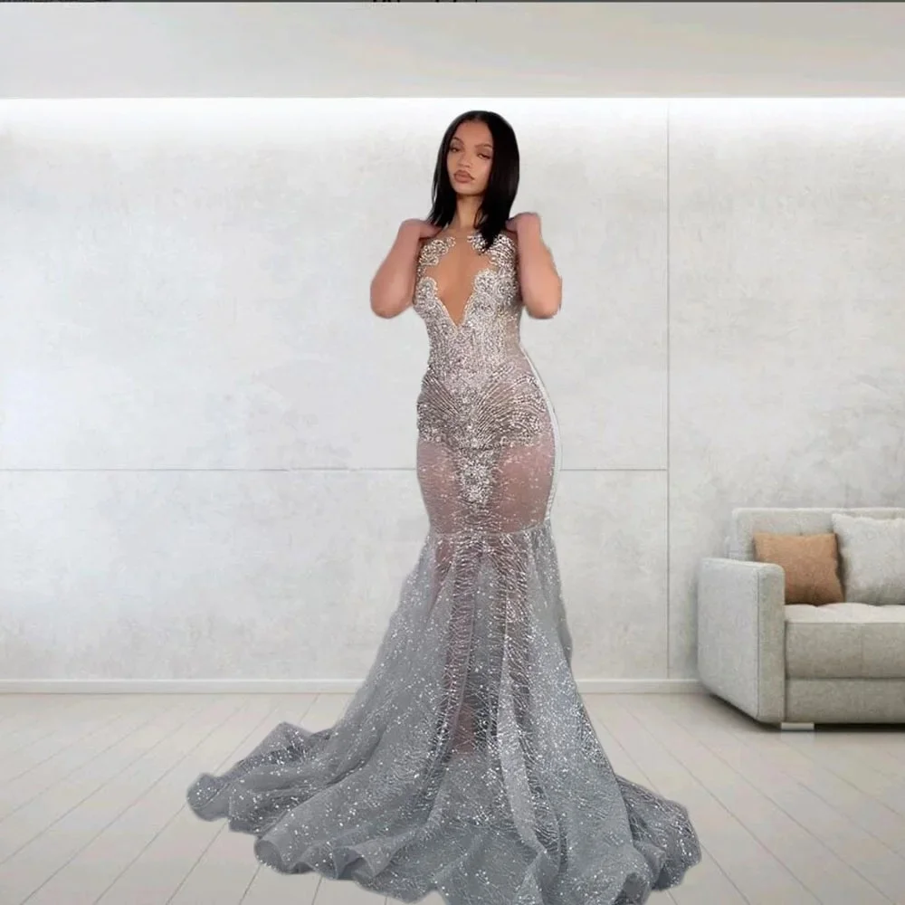 Luxo ouro sereia vestido de noite 2025 sexy profundo v lantejoulas formal vestido de festa elegante casamento convidado vestido de baile personalizado