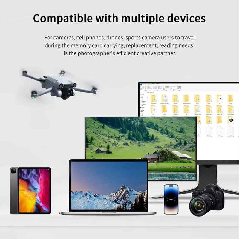 Desiontal Dk10pro قارئ بطاقات SD عالي السرعة USB 3.1 Type-C SD/TF/SIM حقيبة حمل للكاميرات والهواتف الذكية والطائرات بدون طيار