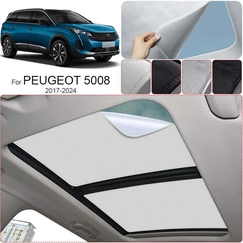 

For PEUGEOT 5008 2017-2024 Car Anti-uv Electrostatic Adsorption Sunroof Sunshade Suede Fabric Auto Heat Insulation Skylight