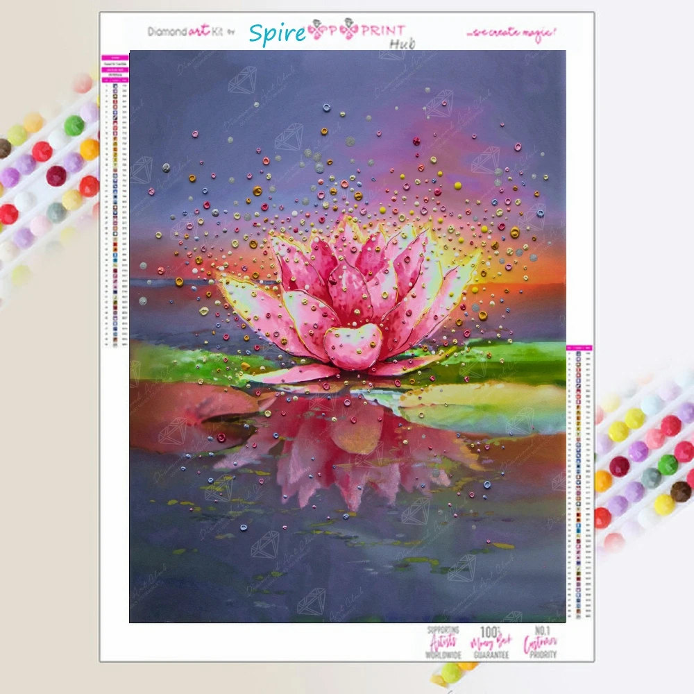 

Pink Lotus Crystal Diamond Painting Kit Embroidery Fantasy Flower Landscape Diy Art Cross Stitch Mosaic Home Decor Birthday Gift