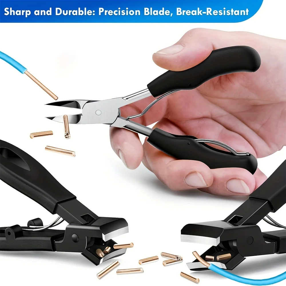 인체공학적 손잡이가 있는 5피스 모던 스테인리스 발톱깎이 세트, 넓은 입구가 있는 각진 가위, 네일 파일 큐티클 도구 포함