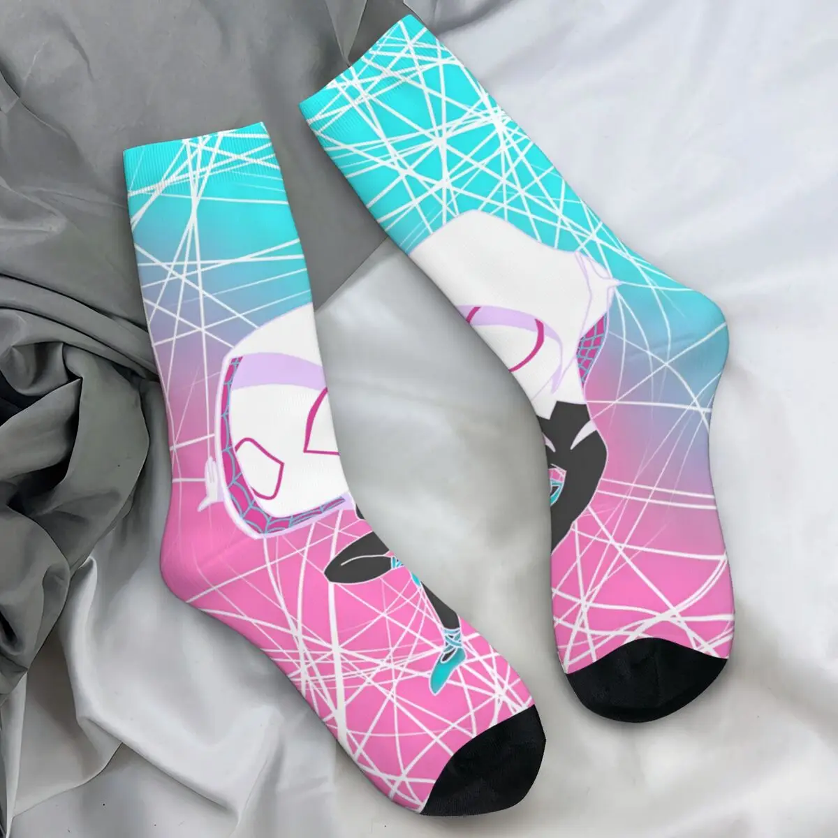 Spider Gwen Stockings ghost spider Graphic Trendy Socks Winter Non Slip Socks Unisex Men Running High Quality Socks