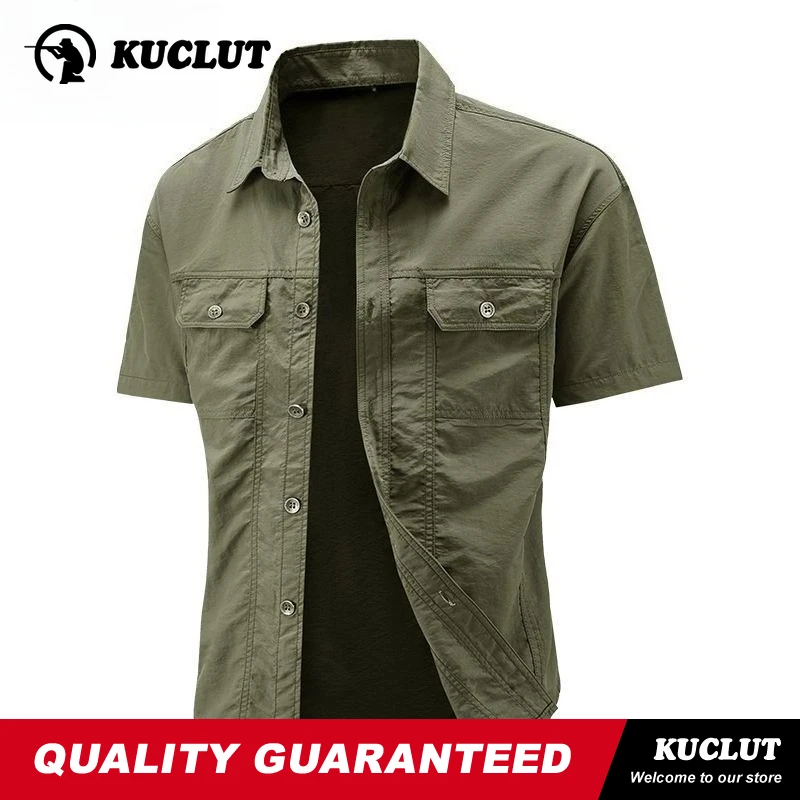

Men Summer Shirt Workwear Short Sleeved Shirt Loose Oversized Casual Pure Cotton Thin Outdoor Camping Hiking Training Clothes