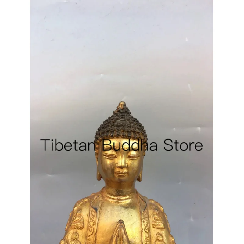 29cm Pure copper Da Ri Tathagata Buddha statue of Shakyamuni Buddha with hands clasped together in ten antique ornaments