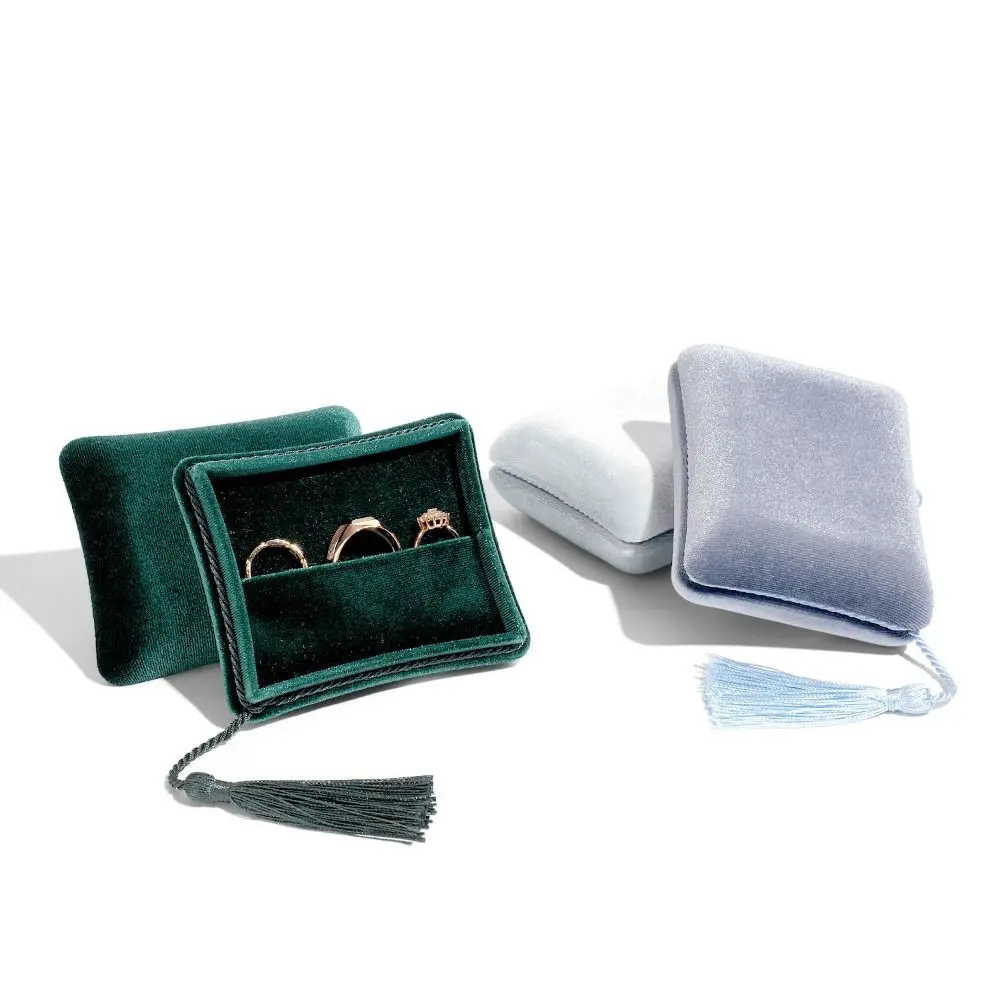 

Tassels Jewelry Packing Bag Bracelet Earrings Large Capacity Velvet Jewelry Holder Rings Necklace Organizer Square Jewelry Box