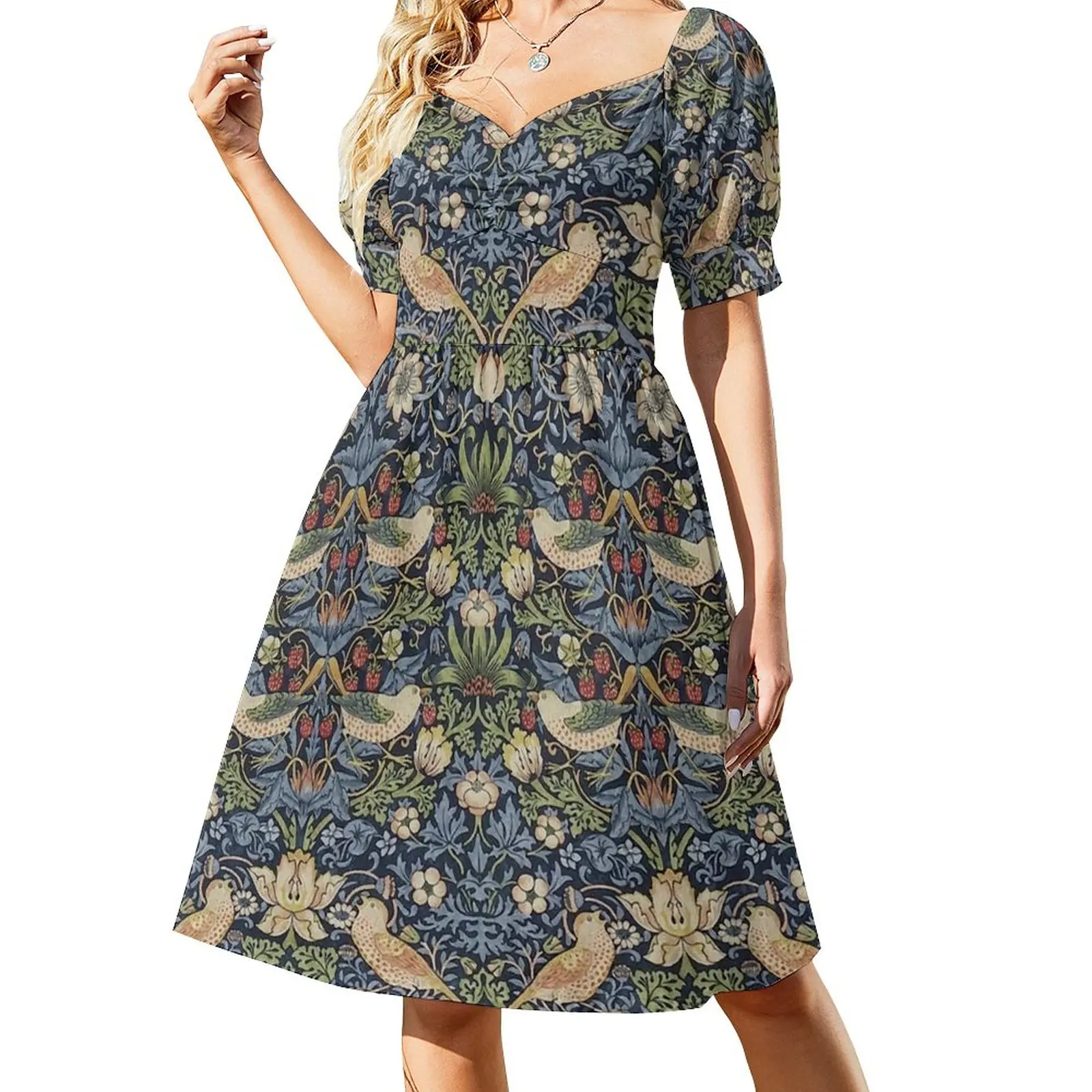 

William Morris Strawberry Thief pattern Sleeveless Dress woman dress Women's summer dress