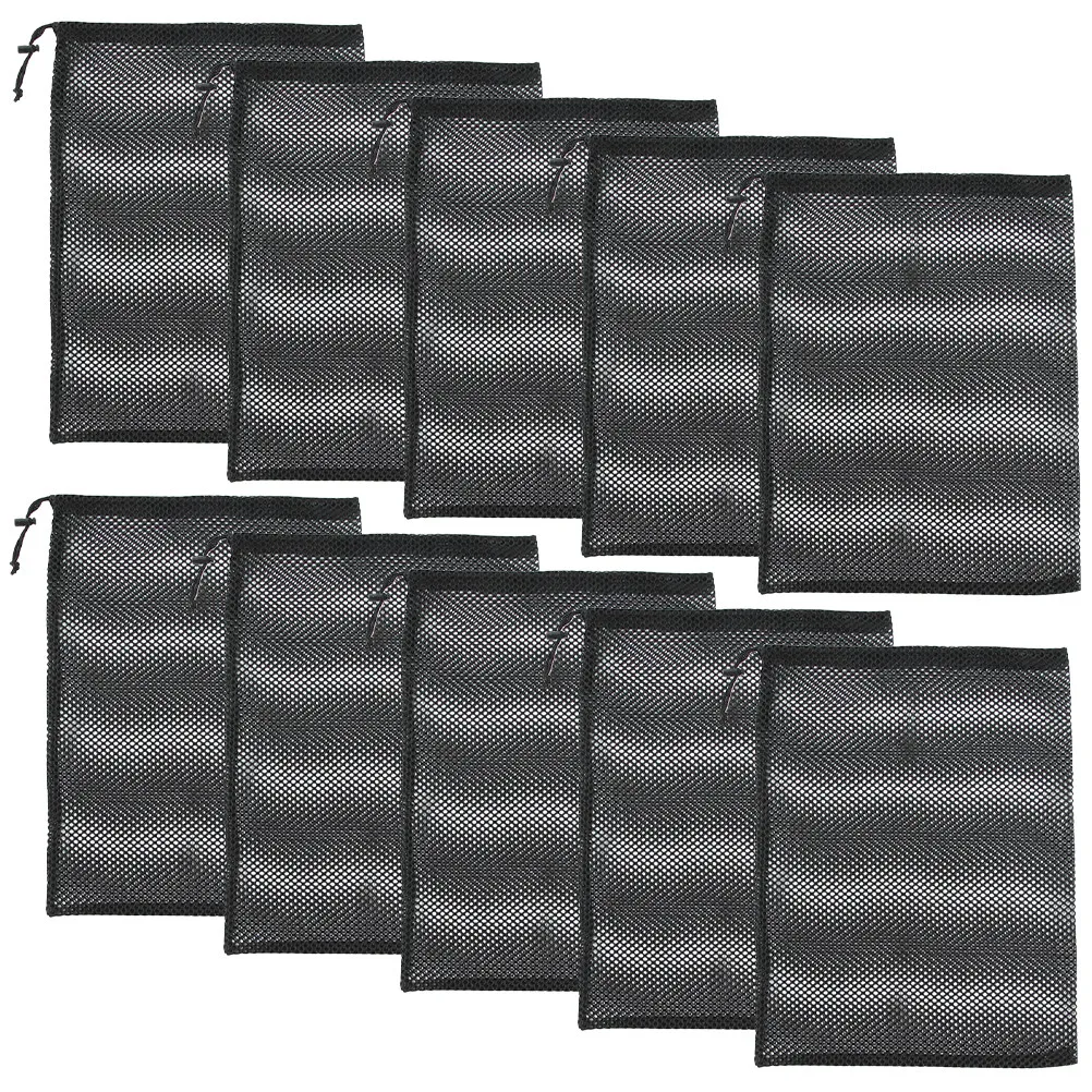 

10 шт. сетчатых мешков на шнурке из износостойкого полиэстера для хранения белья, спортивного инвентаря, кемпинга, плавания и путешествий