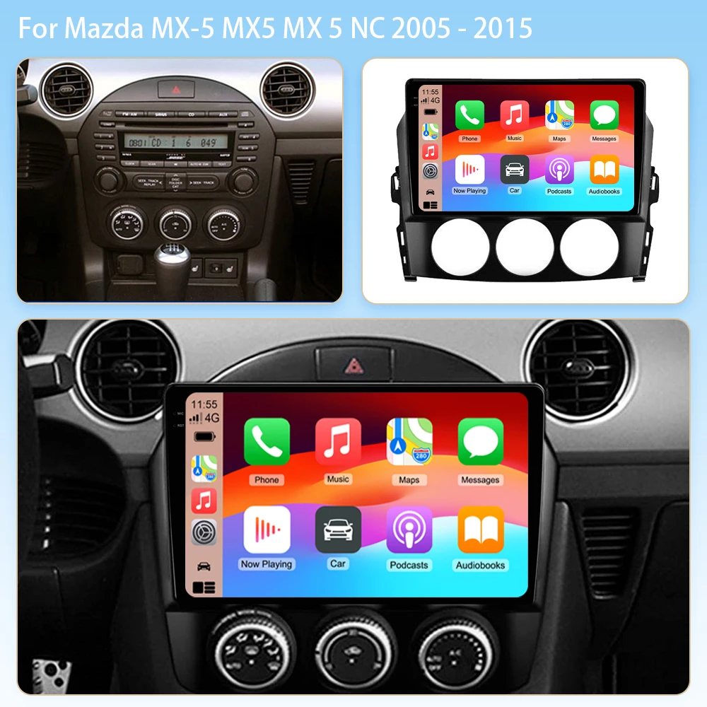 2K Car Radio For Mazda MX-5 MX5 III 3 NC 2005 - 2015 Stereo Multimedia Player Carplay Android Auto GPS Video Screen 5G Wifi 2din