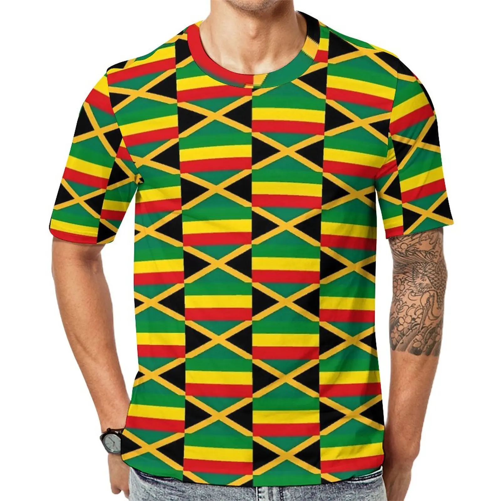 Summer T Shirt Jamaica Flag T-Shirts Flag of Reggae Streetwear Retro Tee Shirt For Men Short Sleeve Graphic Oversized Clothing