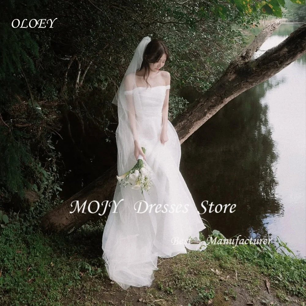 OLOEY 우아한 웨딩드레스 한국 맞춤형 코르셋/지퍼 백 오간자 웨딩드레스 리셉션 드레스 신부 드레스 웨딩드레스