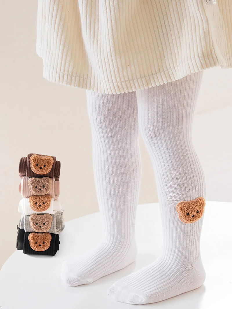 MILANCEL New Autumn Kids Pantyhose Children Cartoon Bear Leggings Girls Outwear Render Pants