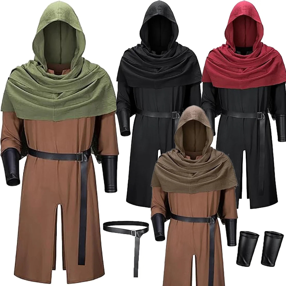 

Medieval Renaissance Cosplay Pirate Knight Robe Costume Halloween Carnival Party Suits Outfits Roleplay Clothing For Men Male