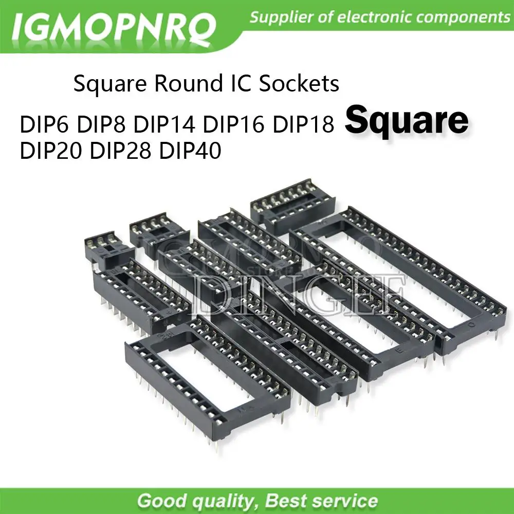 10PCS Square Round IC Sockets DIP6 DIP8 DIP14 DIP16 DIP18 DIP20 DIP28 DIP40 Connector DIP Socket 6 8 14 16 18 20 24 28 40Pins