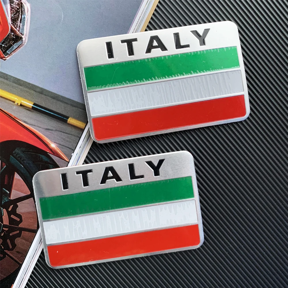 

2PCS Car Styling Aluminum Italian Flag Car Stickers Motorcycle Decals Accessories For Fiat Piaggio Vespa Ducati Maserati Lamborg