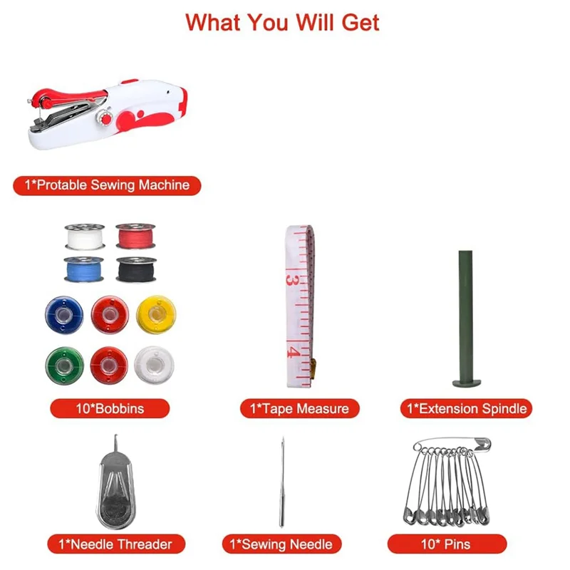 

ABCA-Ручная швейная машина Портативная электрическая мини-швейная машина для шитья одежды, семейных путешествий и поделок