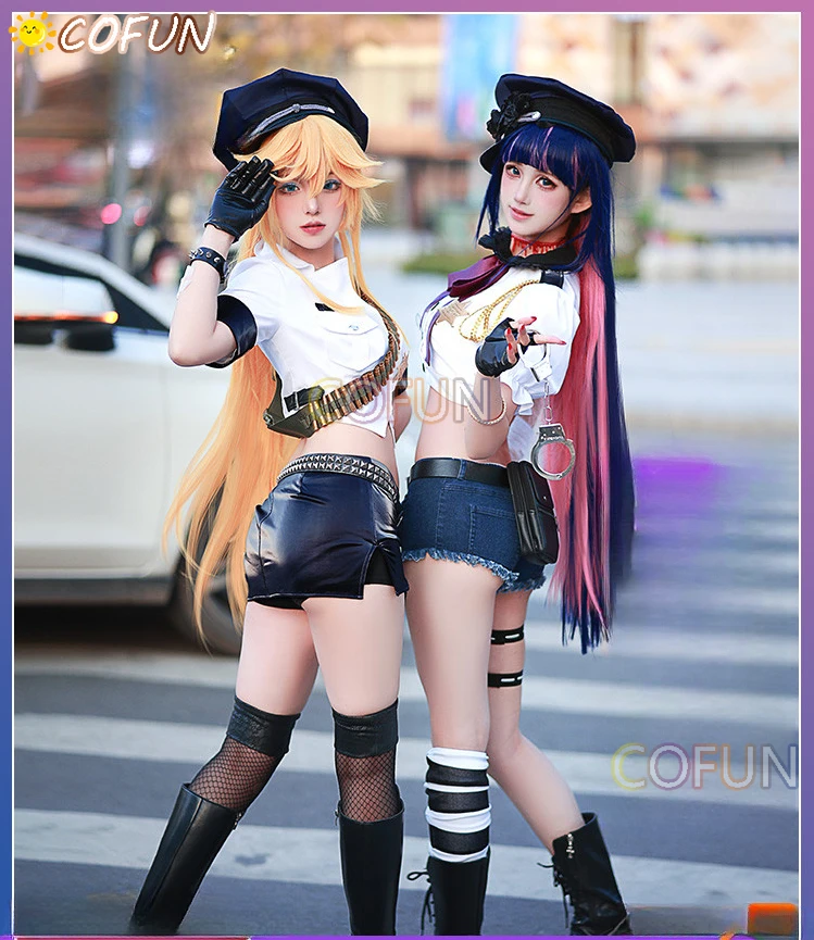 

Amine Panty&Stocking with Garterbelt Panty/Stocking·Anarchy Police Uniform Cosplay Costume Halloween Outfits Women New Suit