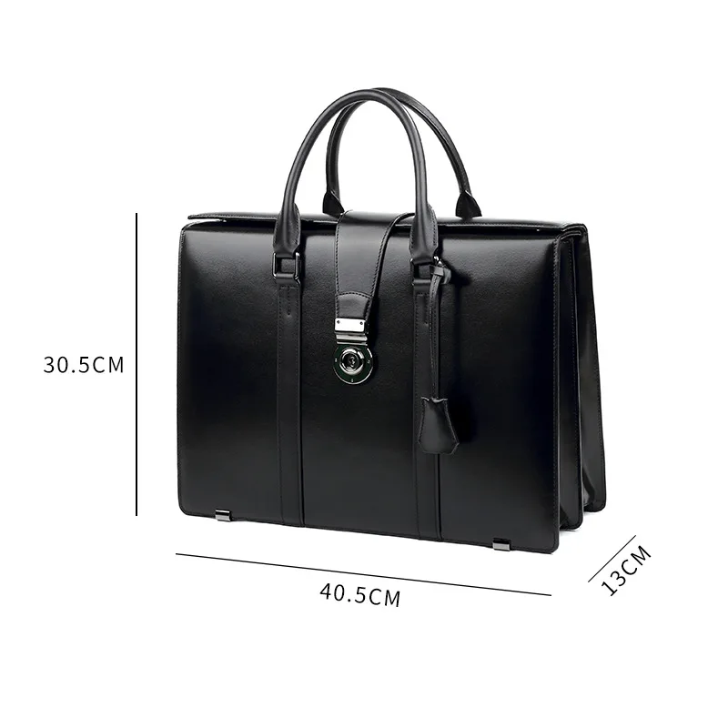 New Genuine Leather Bag With Combination Lock, Briefcase For Commuting And Business, Large Capacity Cowhide Men's Handbag