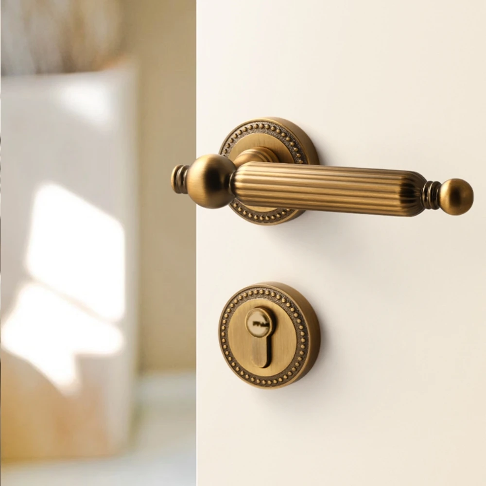 Yellow Retro Door handle Apartment Bedroom Interior Door Handle Lever Bathroom Door Lock