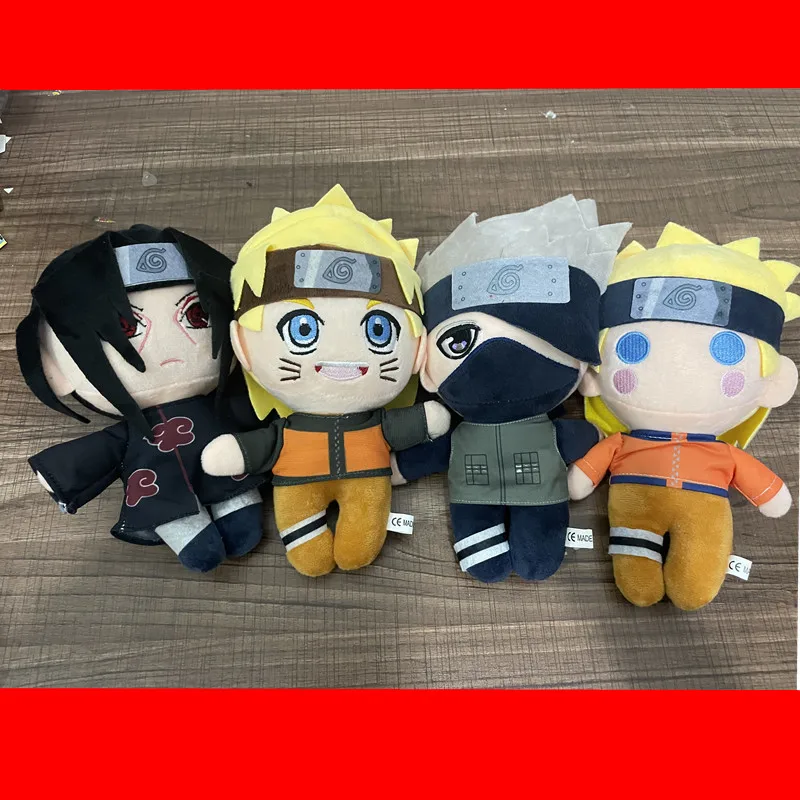 20cm Naruto Anime Plush Toys Cute Naruto Uchiha Itachi Kakashi Figure Stuffed Dolls Cartoon Keychain Pendant Kids Christmas Gift