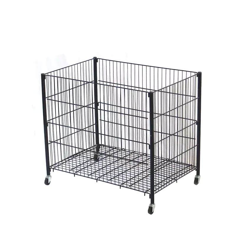 Wheels Storage Promotion for Supermarket Retail Wire Basket Mesh Cage Custom Metal Display Bin