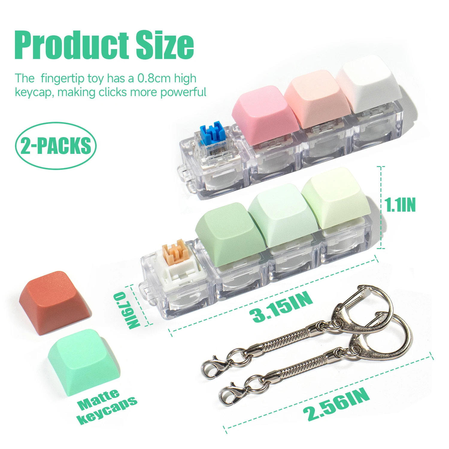 Keyboard Key Toy Button Keycaps Fidget Keychain Keyboard Clicker Mechanical Key Toy Relief Keyboard Fidget Clicker