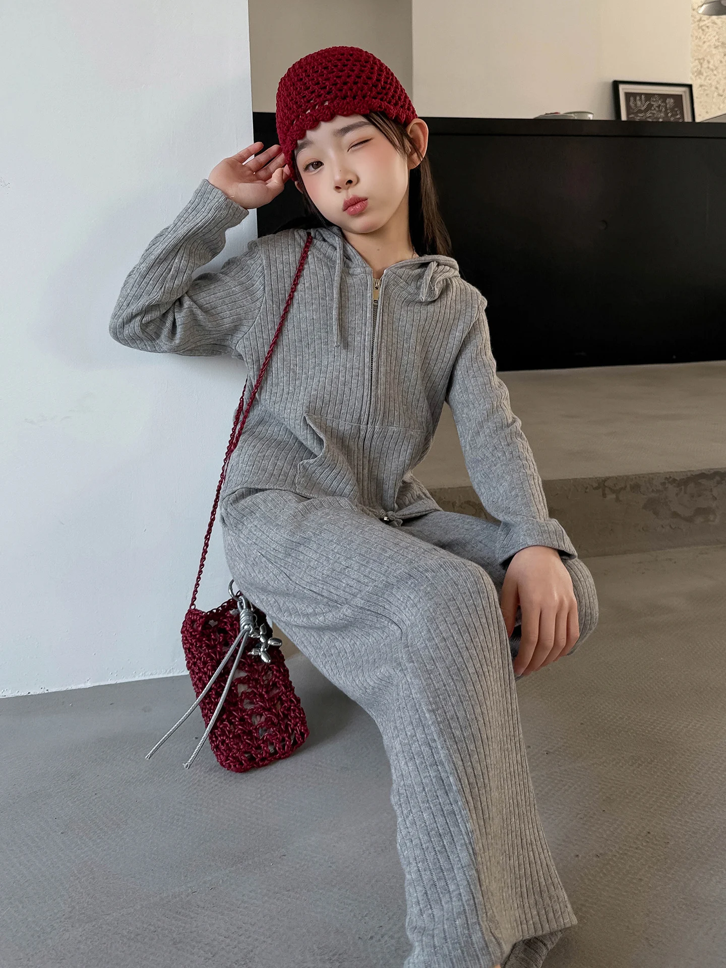 girls-casual-knitted-two-piece-set-spring-fashionable-cardigan-sweatshirt-korean-style-medium-and-large-children's-clothing