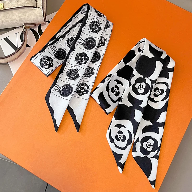 

Fashion Skinny Silk Scarf for Women Fashion Hair Ribbons Headbands Bandana Female Bag Wrist Wrap Neckerchief Foulard Neck Ties