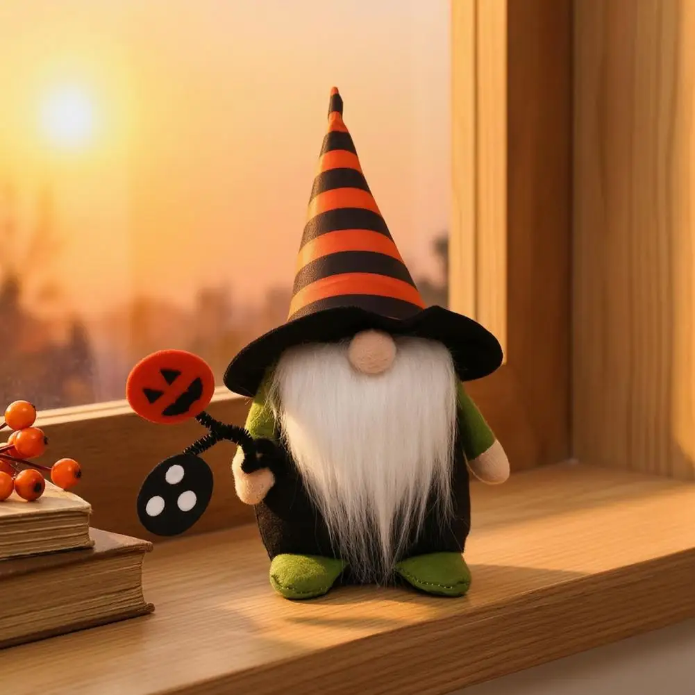 Pumpkin Ghost Face Decor Halloween Decoration Halloween Gnomes Plush Decorations Handmade Elf Dwarf Ornaments Tiered for Holiday