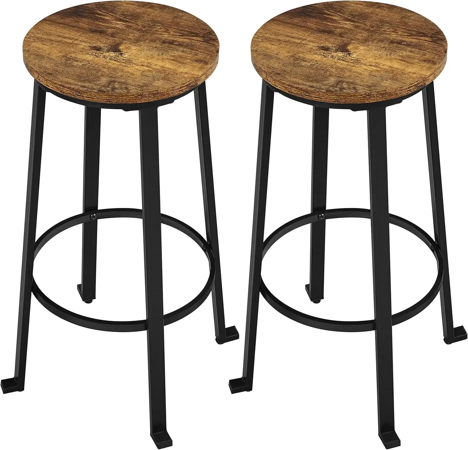 

29.5 H Metal Stools Vintage Counter Height Kitchen Barstools Set Of 2 High Backl Bar Stools, Rustic Brown
