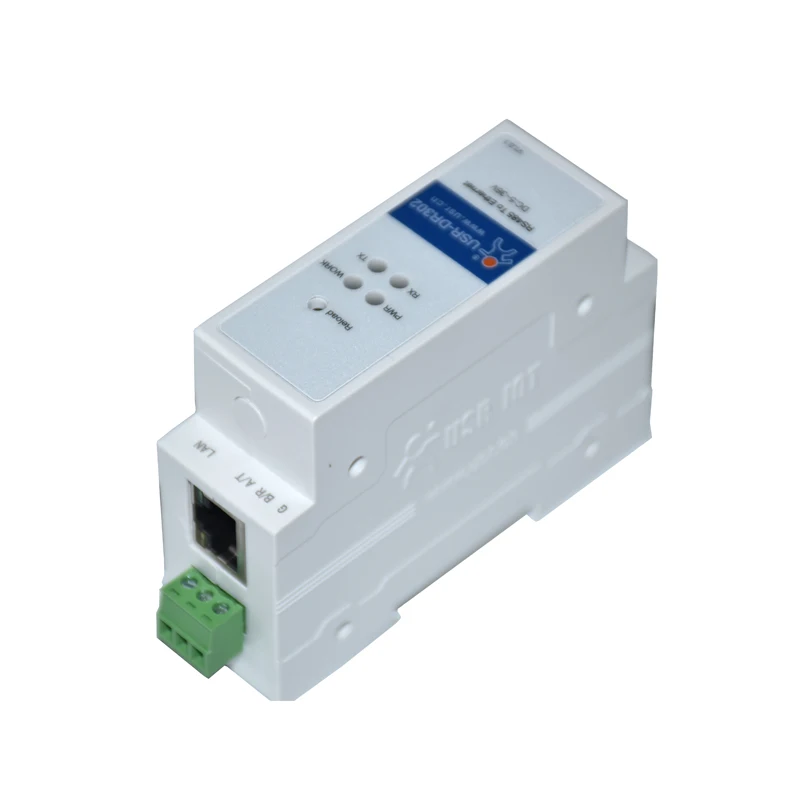 Conversor Ethernet para Transmissão de Dados, Adaptador de Energia, Montagem em Trilho DIN, Modbus RS485, RTU para TCP, USR-DR302