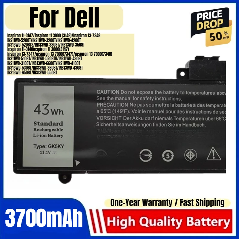 

For Dell GK5KY Lingyue 13 7347 7348 11 3147 3148 Laptop Battery High Capacity Battery High Quality Replacement Battery