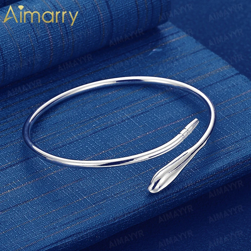 925 Sterling Silver Smooth Snake Head Water Droplet Bracelet for Women's Parties Banquets Weddings High-quality Fashion Jewelry