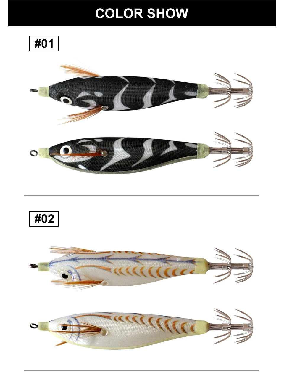 14pc Angeln Lockt Kit Horizontale Tintenfisch Jig Köder Künstliche Leucht Webfuß Octopus Egi Locken Wobbler Tintenfisch Haken Meer Tackle – Detail 4