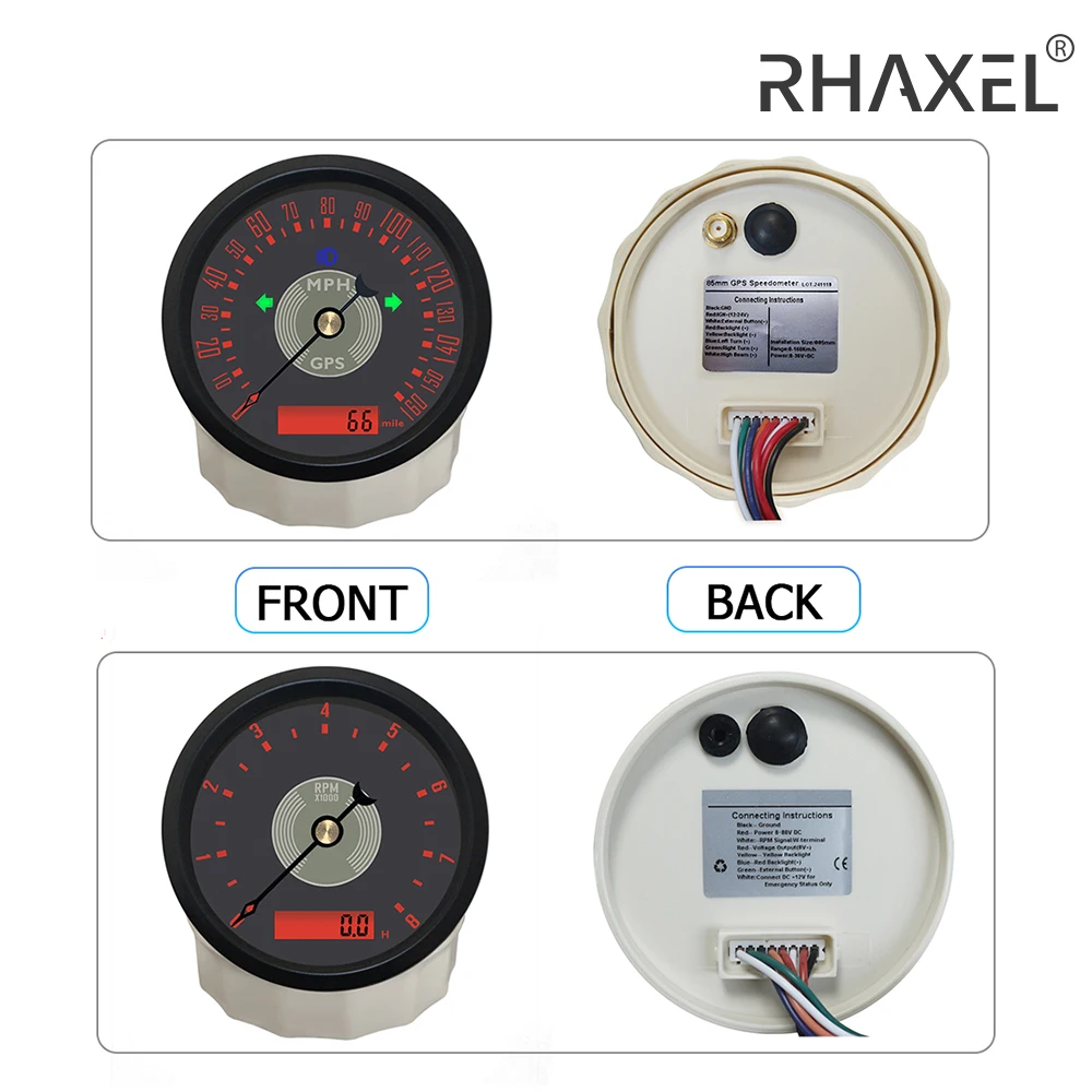 

Комплект из 2 классических приборов RHAXEL 85 мм: GPS-спидометр (до 160 км/ч) и тахометр (до 8000 об/мин) с счетчиком моточасов, красно-желтой подсветкой, 12В/24В