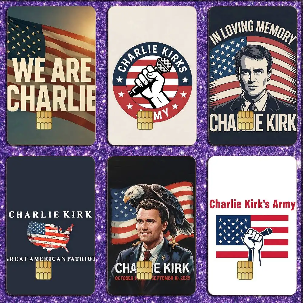 

Charlie K-Kirk Cross Credit Card Skin Stickers for Bank Card Bus Metro Card Sticker Waterproof Women Gift