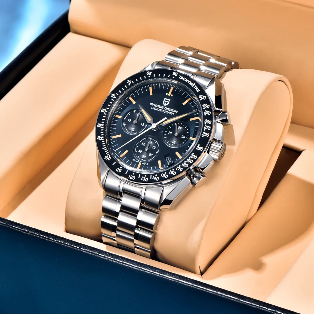 2025 جديد PAGANI تصميم الساعات تدفع تحية إلى Ck2998 القمر ريترو ساعة كوارتز فاخرة للرجال الفولاذ المقاوم للصدأ الرياضة كرونوغراف