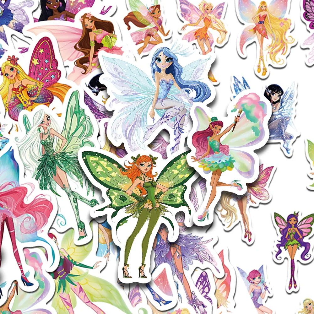 52pcs Cartoon Pretty Flower Fairy Stickers Decals For Phone Laptop Scrapbook Suitcase Helmet DIY Graffiti Aesthetic Stickers